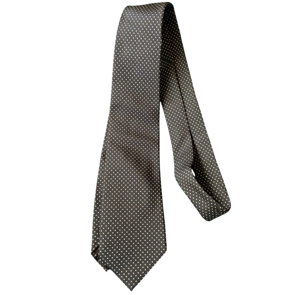Vintage Burberry Tie London England  Silk Tie Navy Blue Polka Dot Burberrys